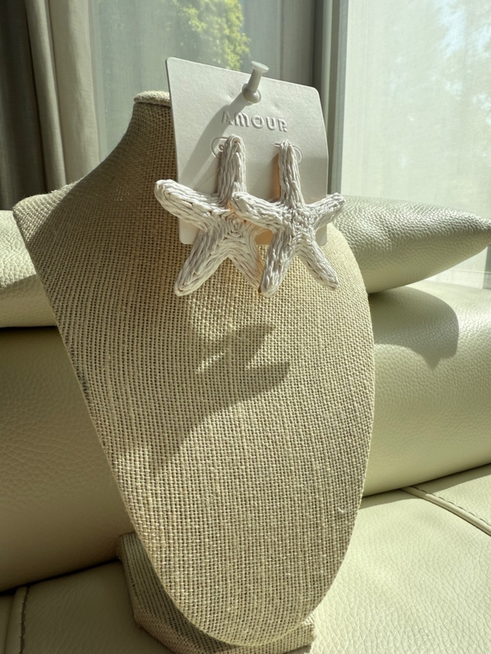 Amour Starfish Woven‎ Statement Earrings - White